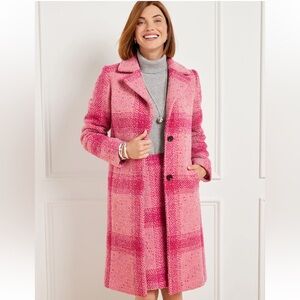 Talbots confetti pink plaid coat